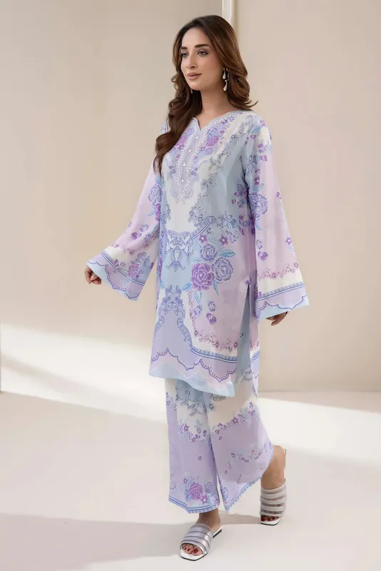 Adans Libas Embrodiered Co Ord Sets Lilac Lawn – view 1 – Poshaq
