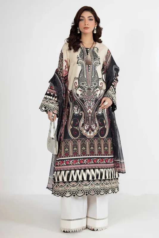 Adans Libas Ethnic Prints Off White Chiffon – view 1 – Poshaq