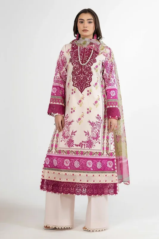 Adans Libas Ethnic Prints Off White Chiffon – view 1 – Poshaq