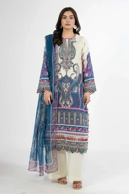 Adans Libas Ethnic Prints Off White Chiffon – view 1 – Poshaq