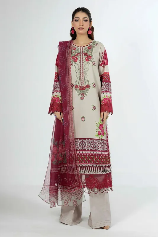 Adans Libas Ethnic Prints Off White Chiffon – view 1 – Poshaq
