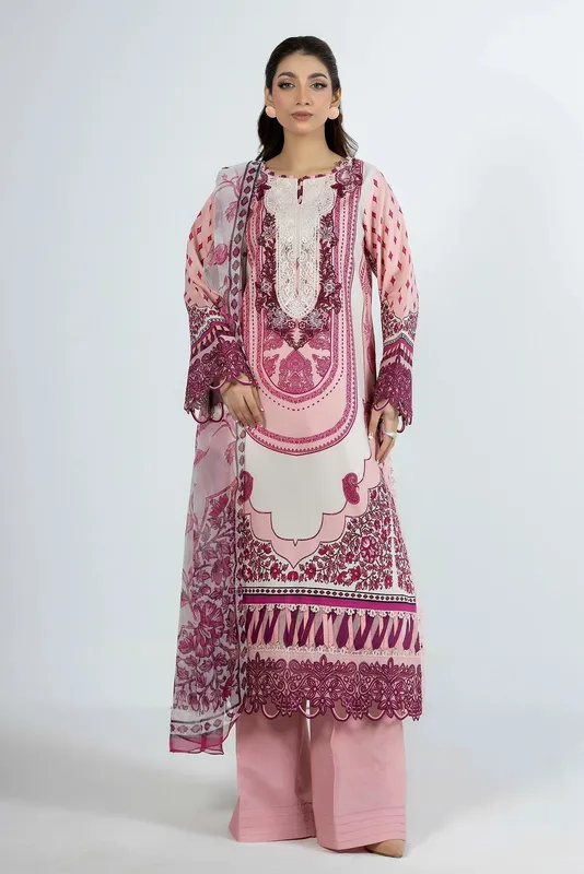 Adans Libas Ethnic Prints Pale Pink Chiffon – view 1 – Poshaq