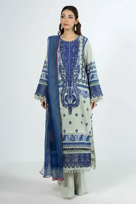 Adans Libas Ethnic Prints Sea Green Chiffon – view 1 – Poshaq