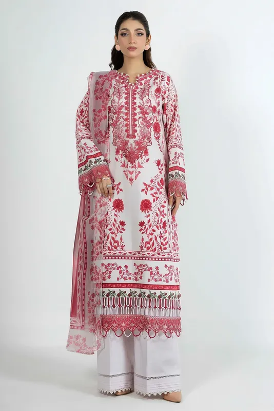 Adans Libas Ethnic Prints White Chiffon – view 1 – Poshaq