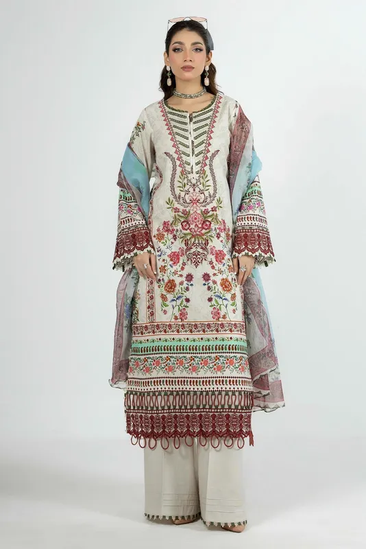 Adans Libas Ethnic Prints Off White Chiffon – view 1 – Poshaq