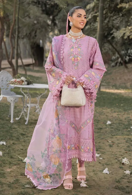 Adans Libas Gul Rukh Lawn 25 Pink Cotton – view 1 – Poshaq
