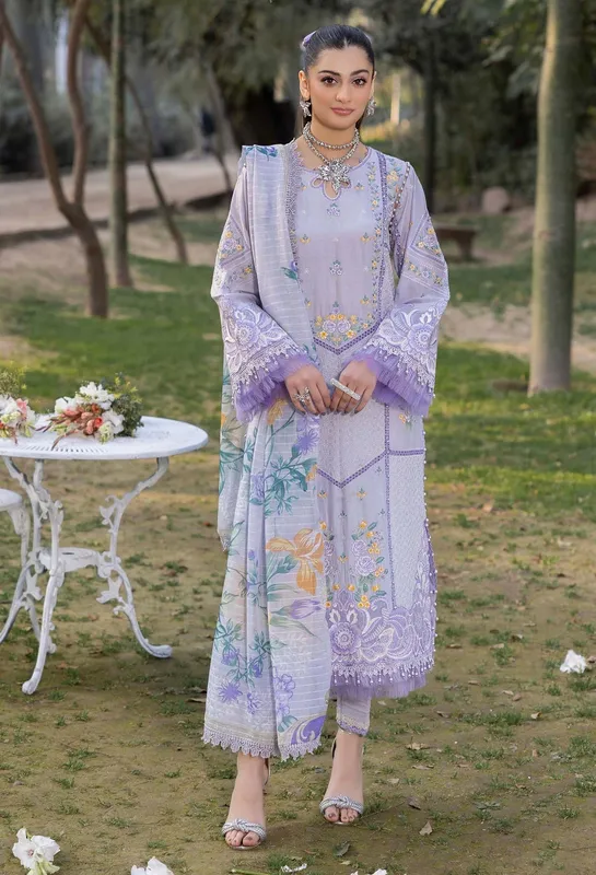 Adans Libas Gul Rukh Lawn 25 Lilac Cotton – view 1 – Poshaq