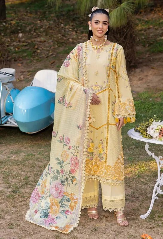 Adans Libas Gul Rukh Lawn 25 Yellow Cotton – view 1 – Poshaq