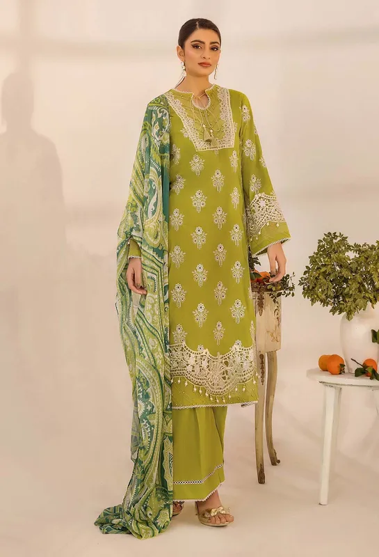 Adans Libas Inara 25 Parrot Green Chiffon – view 1 – Poshaq