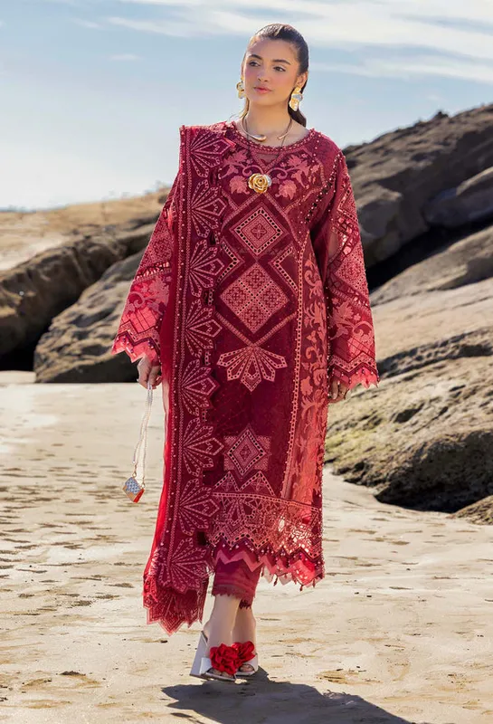 Adans Libas Lasserkari 25 Maroon Chiffon – view 1 – Poshaq