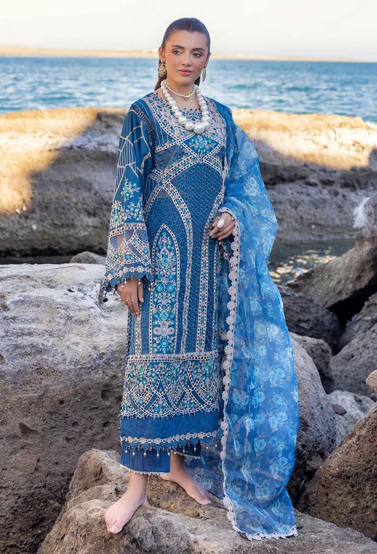 Adans Libas Lasserkari 25 Blue Organza – view 1 – Poshaq