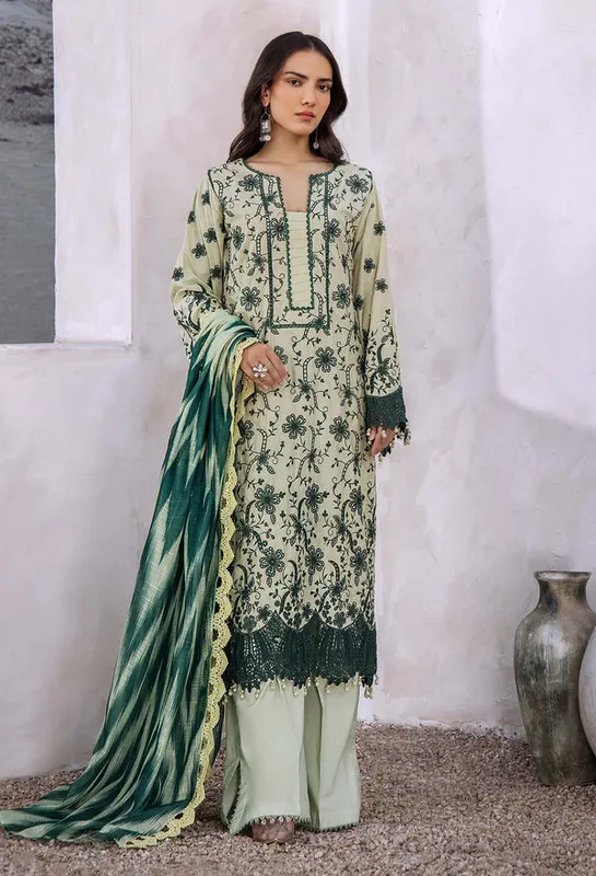 Adans Libas Lasserkari 25 Green White Chiffon – view 1 – Poshaq