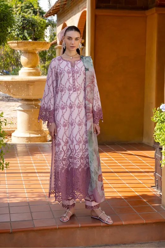 Adans Libas Lasserkari Eid Petals Cold Turkey Chiffon – view 1 – Poshaq