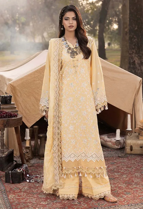 Adans Libas Multikari 25 Dust Yellow Chiffon – view 1 – Poshaq