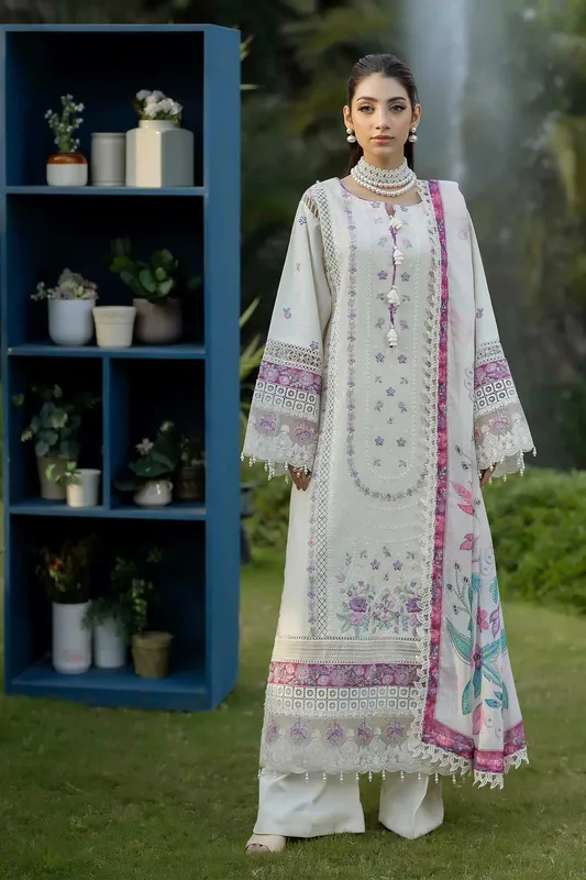 Adans Libas Serene Luxury Lawn Off White Organza – view 1 – Poshaq