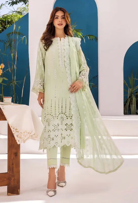 Adans Libas Stella Chikankari 25 Mint Green Chiffon – view 1 – Poshaq