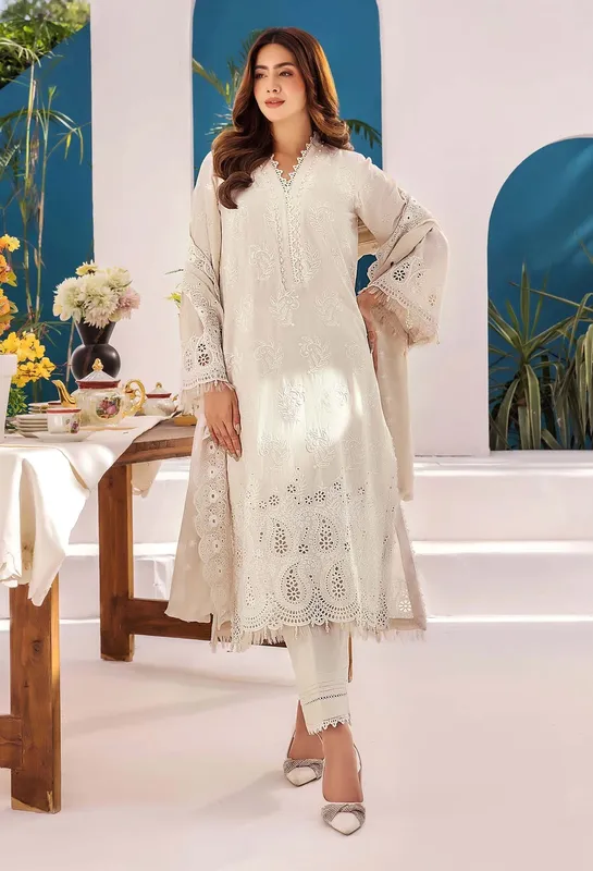Adans Libas Stella Chikankari 25 Off White Chiffon – view 1 – Poshaq