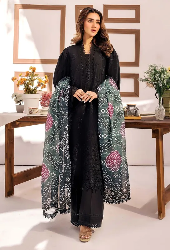 Adans Libas Stella Chikankari 25 Black Chiffon – view 1 – Poshaq
