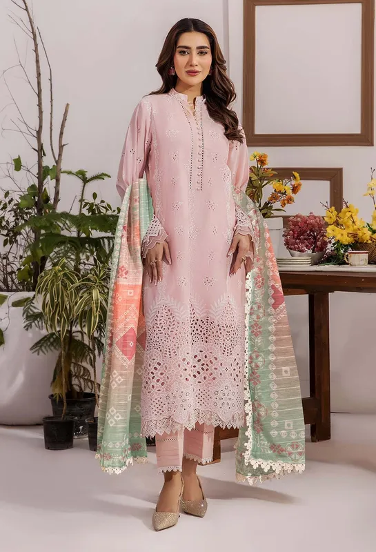 Adans Libas Stella Chikankari 25 Pink Chiffon – view 1 – Poshaq