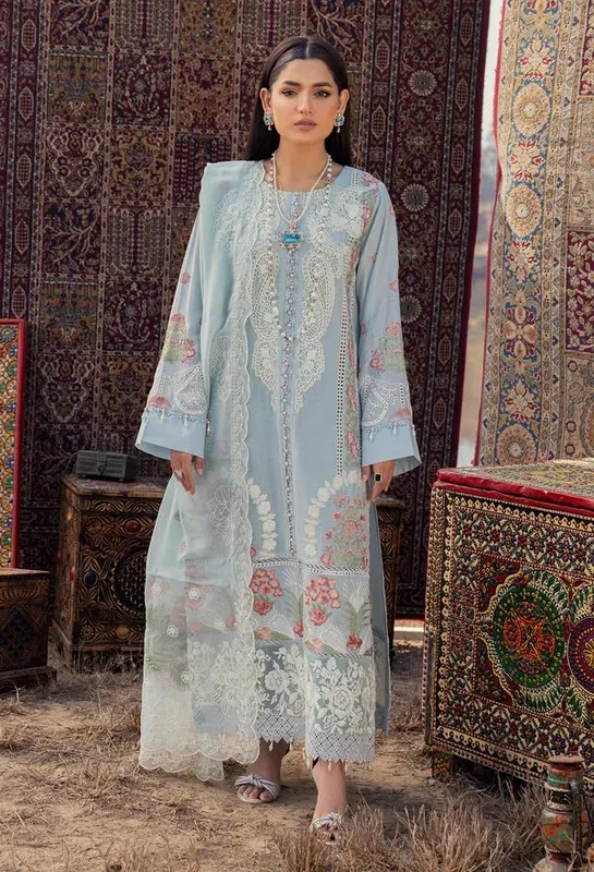 Adans Libas Traditional Attire Ice Blue Chiffon – view 1 – Poshaq