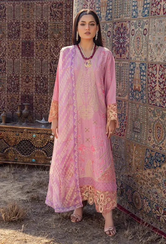 Adans Libas Traditional Attire Pink Chiffon – view 1 – Poshaq