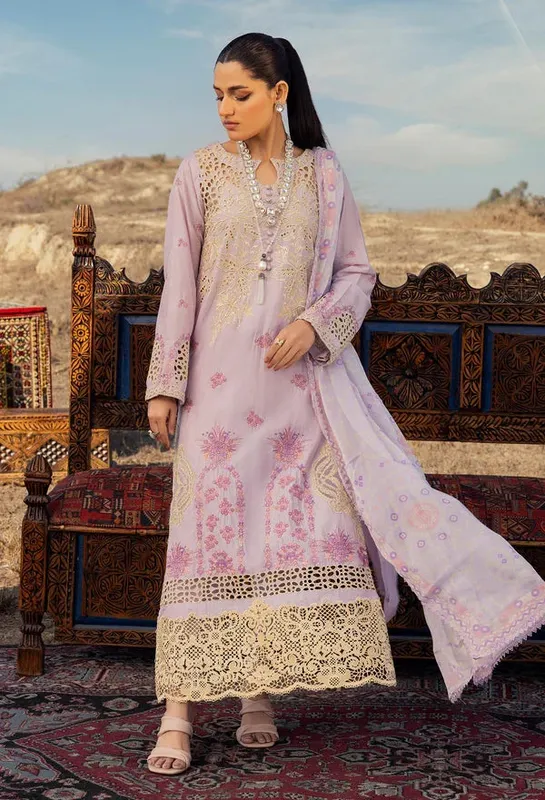 Adans Libas Traditional Attire Lilac Chiffon – view 1 – Poshaq