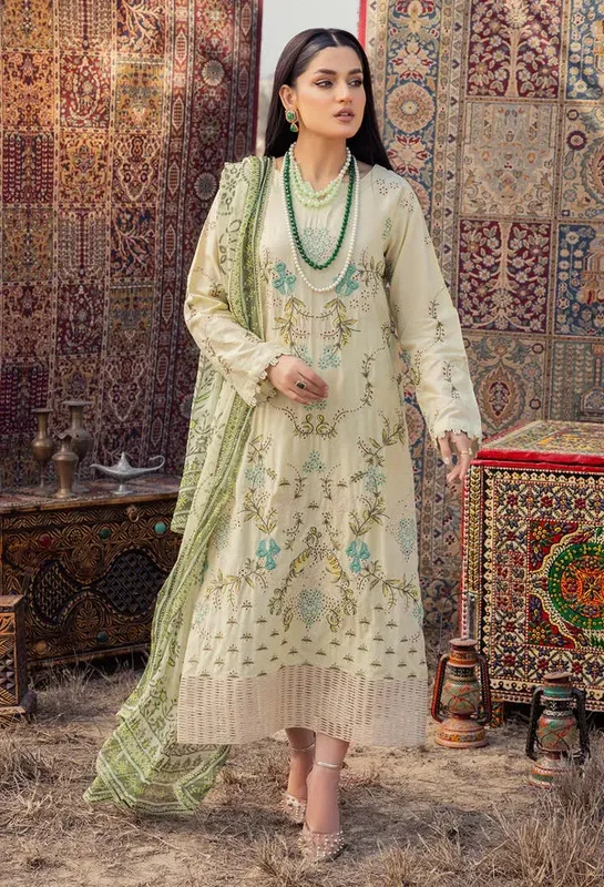 Adans Libas Traditional Attire Mint Green Chiffon – view 1 – Poshaq