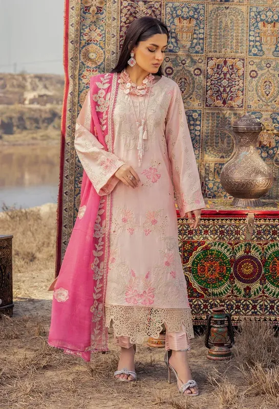 Adans Libas Traditional Attire Pink Chiffon – view 1 – Poshaq