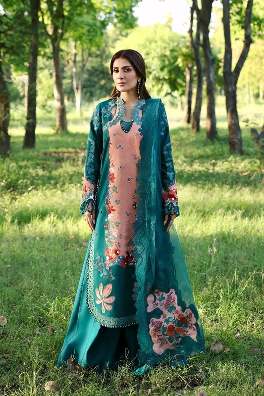 Afrozeh A Lawn 26 Bottle Green Lawn – view 1 – Poshaq