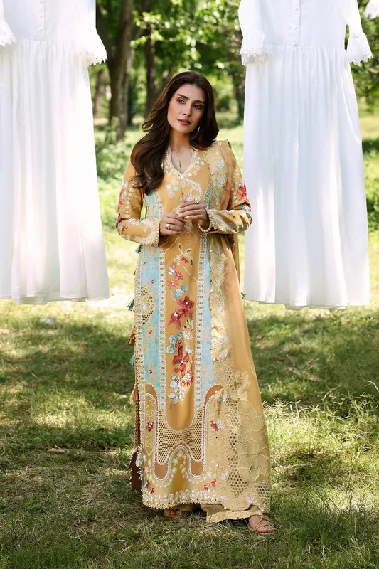 Afrozeh A Lawn 26 Gold Lawn – view 1 – Poshaq