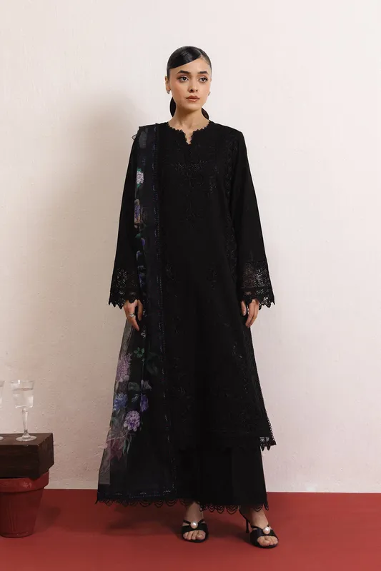 Afrozeh Basic Pret 26 RTW Black Lawn – view 1 – Poshaq