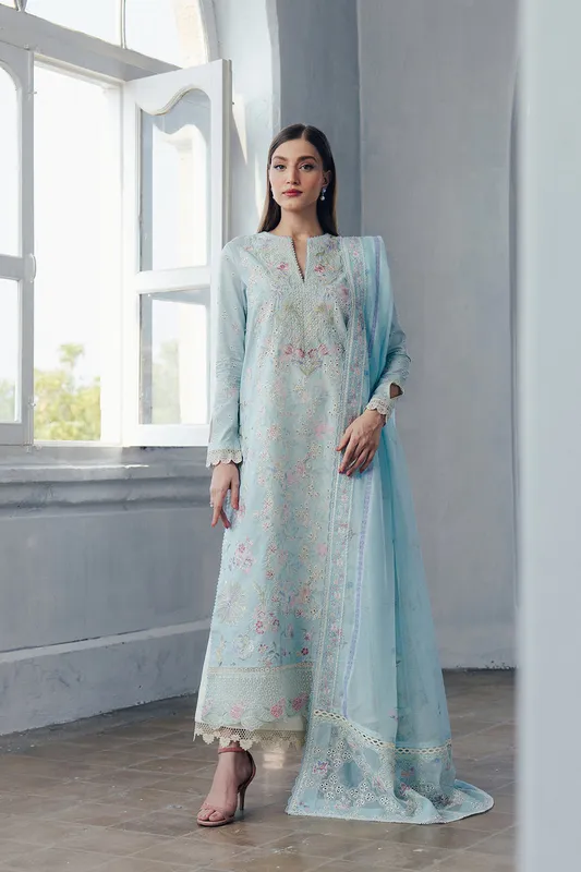 Afrozeh Day Break 26 Ice Blue Cotton – view 1 – Poshaq