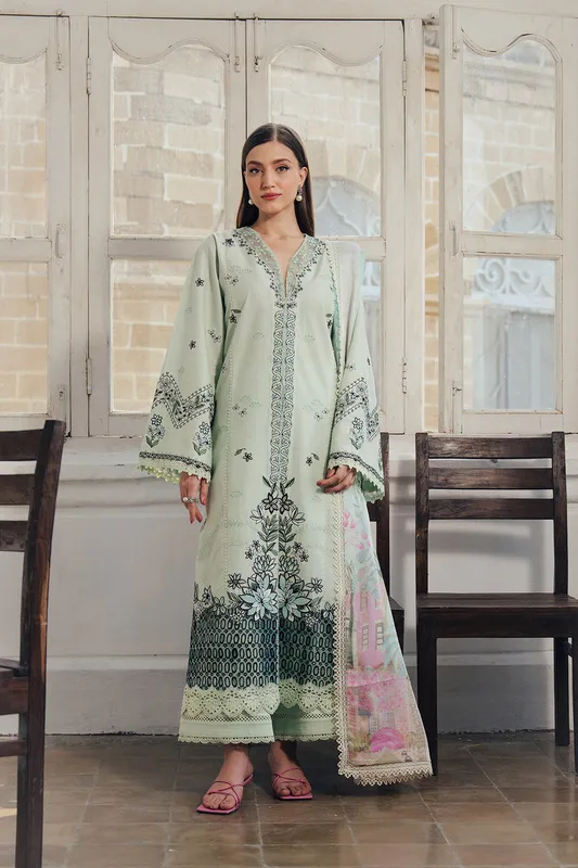 Afrozeh Day Break 26 Mint Green Cotton – view 1 – Poshaq