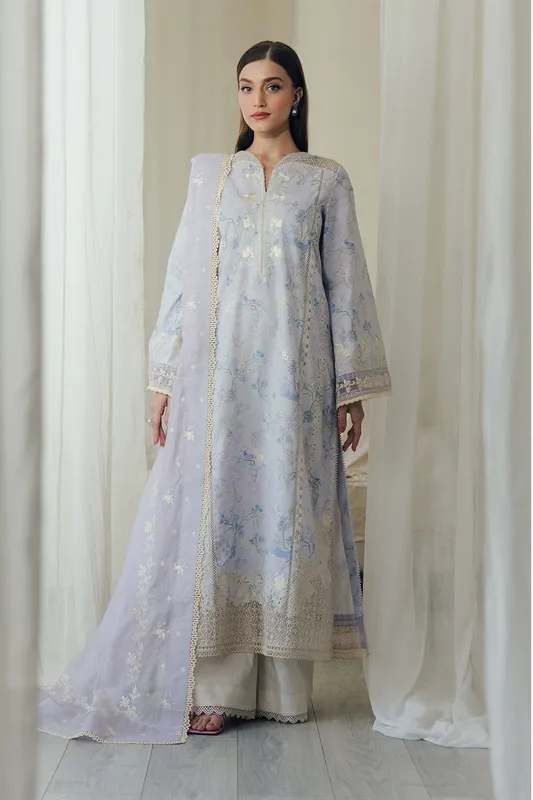 Afrozeh Day Break 26 Grey Organza – view 1 – Poshaq