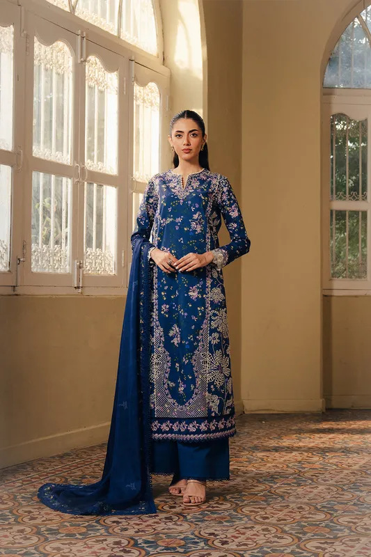 Afrozeh Day Break 26 Cobalt Blue Lawn – view 1 – Poshaq