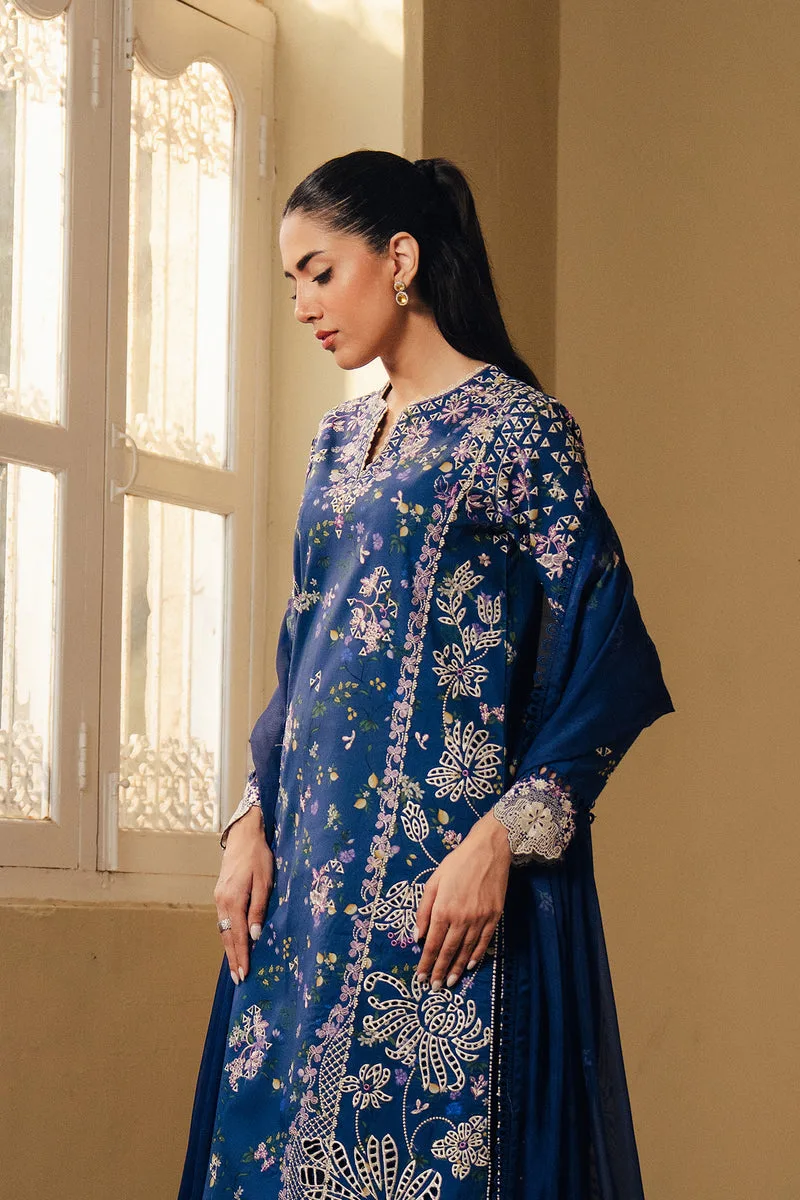 Afrozeh Day Break 26 Cobalt Blue Lawn – view 4 – Poshaq