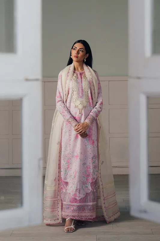 Afrozeh Day Break 26 Light Pink Organza – view 1 – Poshaq