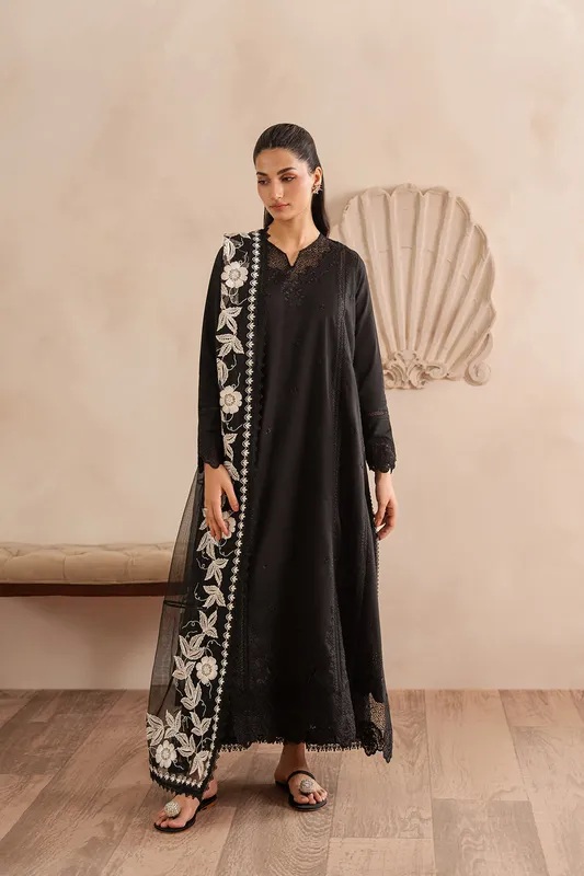 Afrozeh Muted Muse 26 Black Lawn – view 1 – Poshaq