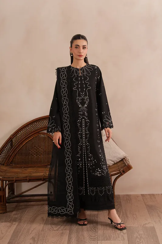 Afrozeh Muted Muse 26 Black Lawn – view 1 – Poshaq