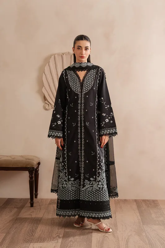 Afrozeh Muted Muse 26 Black Lawn – view 1 – Poshaq