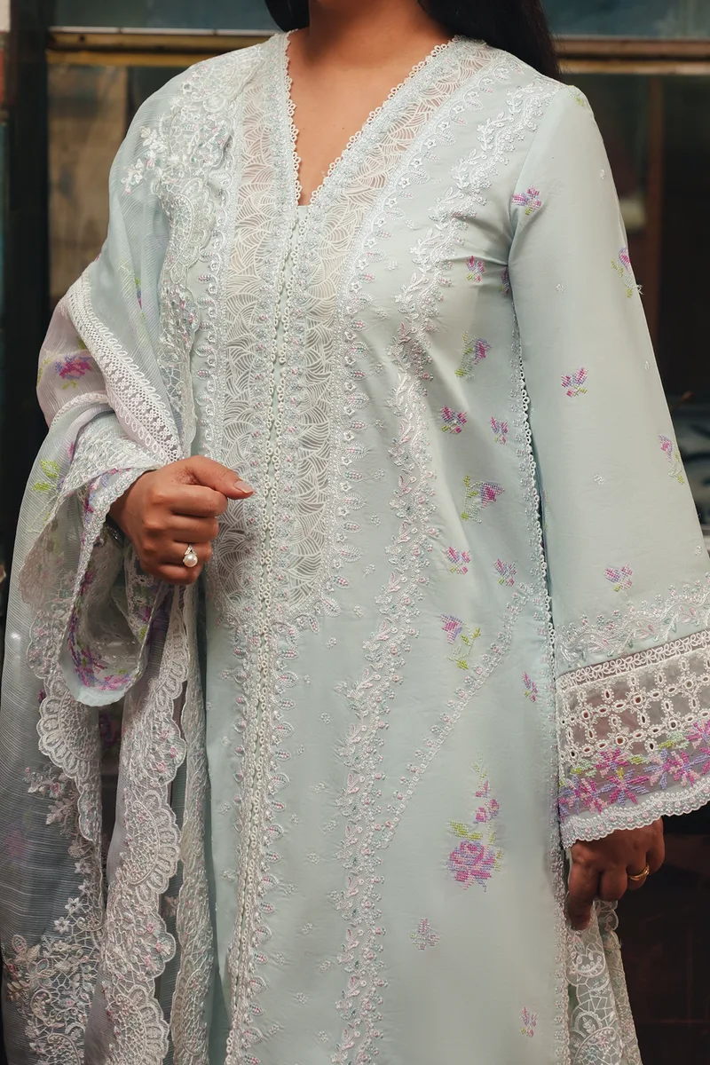 Afrozeh Sheer Khurma Eid Pret 26 Mint Lawn – view 3 – Poshaq