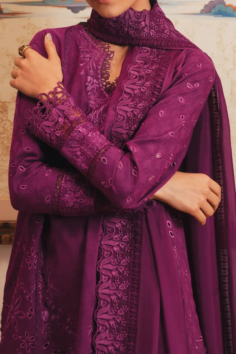 Afrozeh Sheer Khurma Eid Pret 26 Magenta Jacquard – view 3 – Poshaq