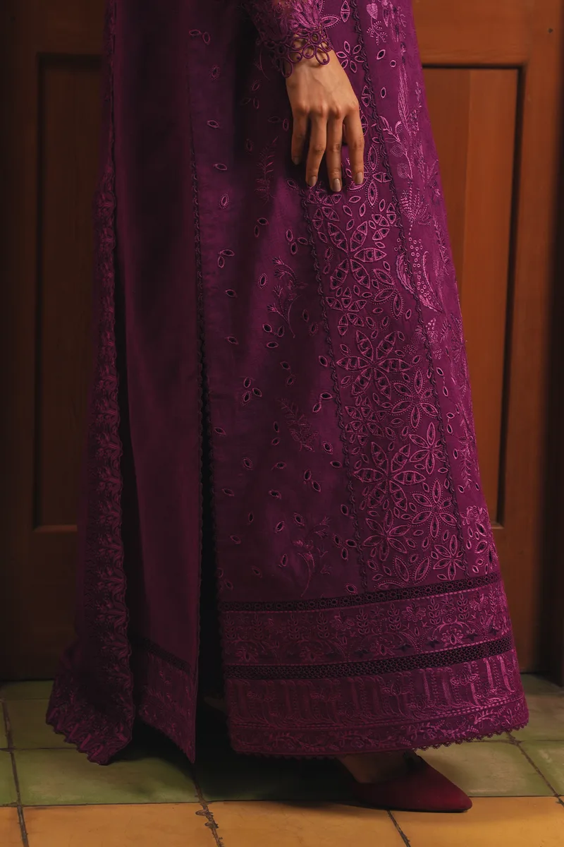 Afrozeh Sheer Khurma Eid Pret 26 Magenta Jacquard – view 4 – Poshaq