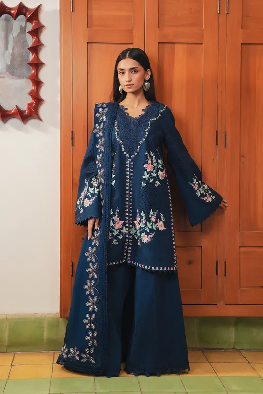 Afrozeh Sheer Khurma Eid Pret 26 Zinc Blue Lawn – view 1 – Poshaq