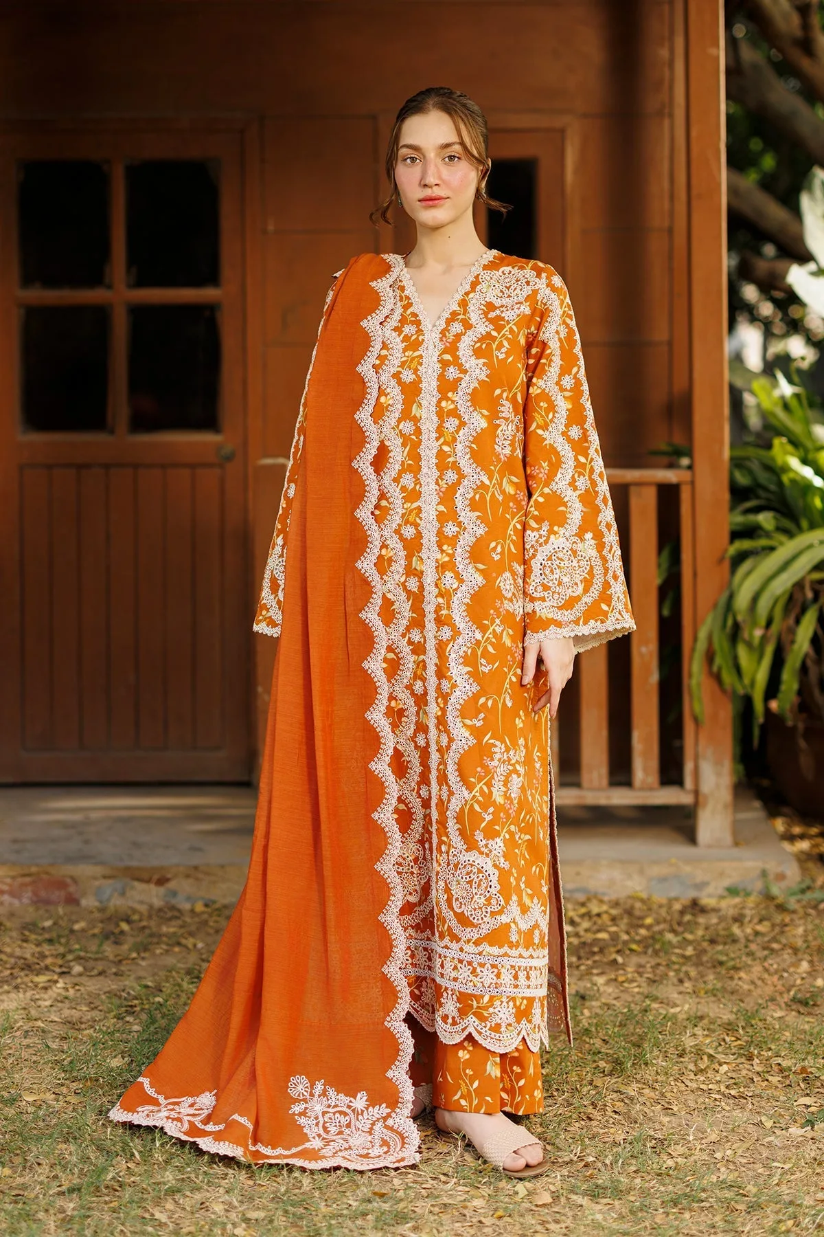 Afrozeh Summer Together 26 Orange Lawn – view 1 – Poshaq