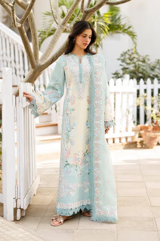 Afrozeh Summer Together 26 Ice Blue Lawn – view 1 – Poshaq