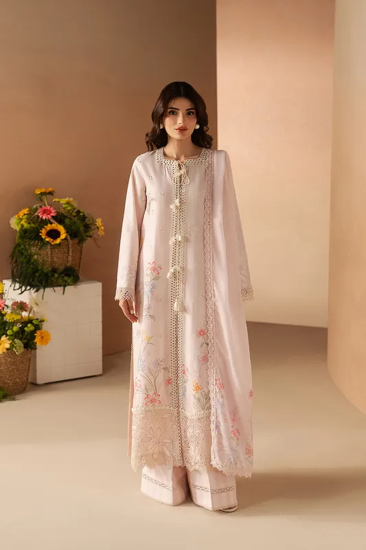 Afrozeh The Haze 26 Pale Pink Lawn – view 1 – Poshaq