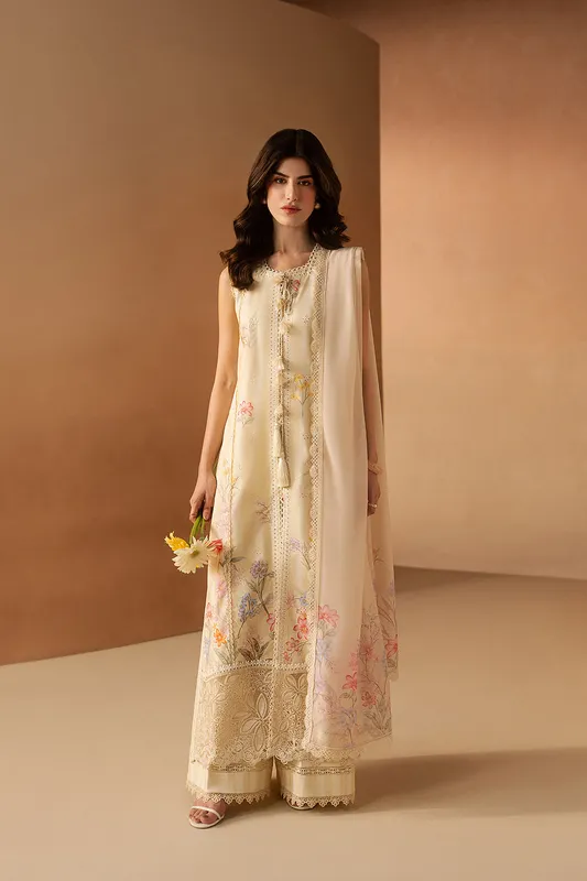Afrozeh The Haze 26 Butter Yellow Lawn – view 1 – Poshaq