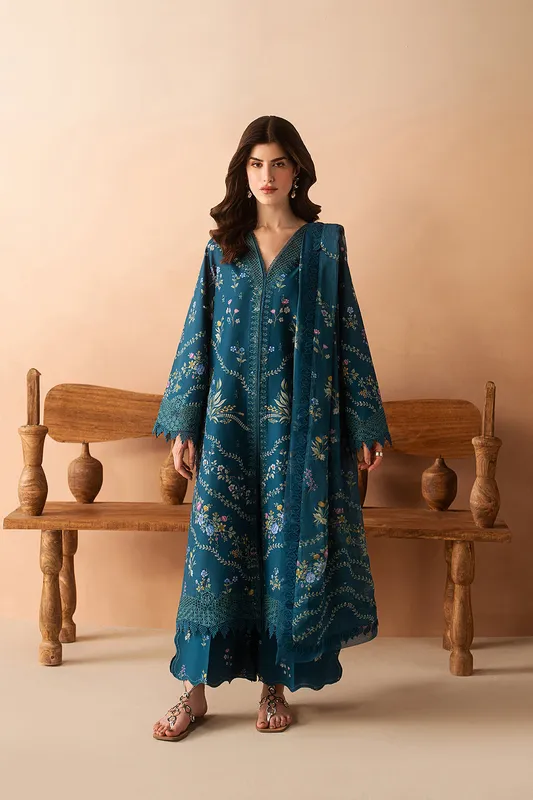 Afrozeh The Haze 26 Deep Teal Lawn – view 1 – Poshaq