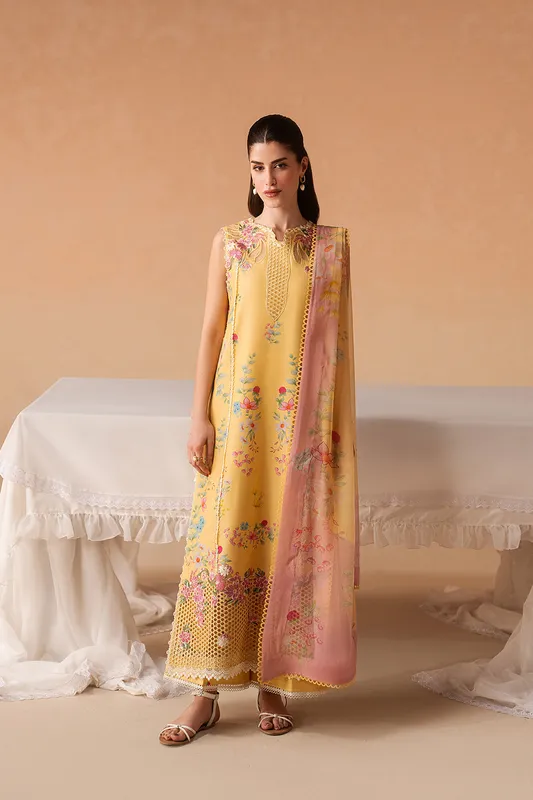 Afrozeh The Haze 26 Dust Yellow Organza – view 1 – Poshaq